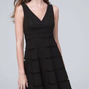 White House Black Market Shadow Stripe Black Dress